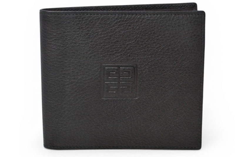 【中古】 ジバンシィ 二つ折り財布 4Gロゴ 型押し レザー ブラック 黒 GIVENCHY GENTLEMAN PARIS ヴィンテージ メンズ コンパクト 希少 レア