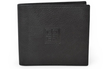 【中古】 ジバンシィ 二つ折り財布 4Gロゴ 型押し レザー ブラック 黒 GIVENCHY GENTLEMAN PARIS ヴィンテージ メンズ コンパクト 希少 レア