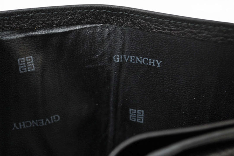 【中古】 ジバンシィ 二つ折り財布 4Gロゴ 型押し レザー ブラック 黒 GIVENCHY GENTLEMAN PARIS ヴィンテージ メンズ コンパクト 希少 レア