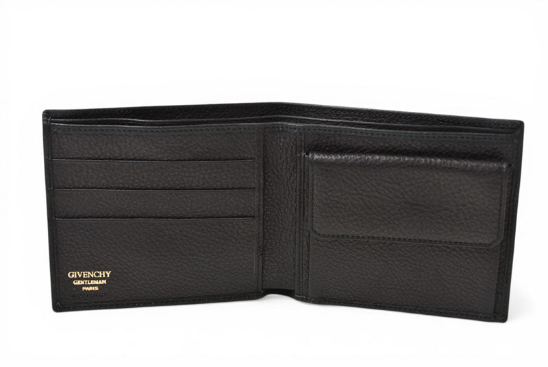 【中古】 ジバンシィ 二つ折り財布 4Gロゴ 型押し レザー ブラック 黒 GIVENCHY GENTLEMAN PARIS ヴィンテージ メンズ コンパクト 希少 レア