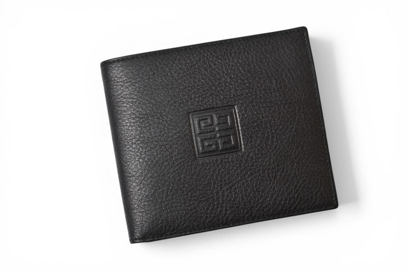 【中古】 ジバンシィ 二つ折り財布 4Gロゴ 型押し レザー ブラック 黒 GIVENCHY GENTLEMAN PARIS ヴィンテージ メンズ コンパクト 希少 レア