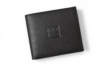 【中古】 ジバンシィ 二つ折り財布 4Gロゴ 型押し レザー ブラック 黒 GIVENCHY GENTLEMAN PARIS ヴィンテージ メンズ コンパクト 希少 レア