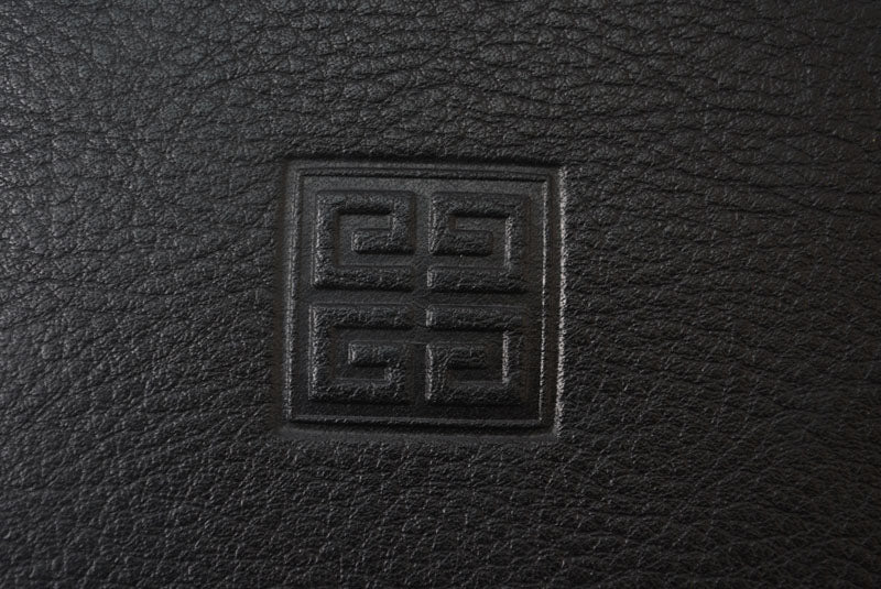 【中古】 ジバンシィ 二つ折り財布 4Gロゴ 型押し レザー ブラック 黒 GIVENCHY GENTLEMAN PARIS ヴィンテージ メンズ コンパクト 希少 レア