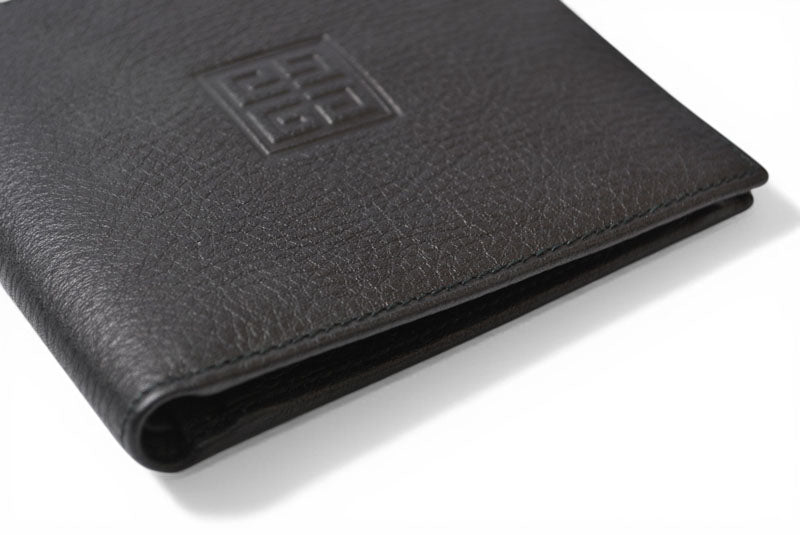 【中古】 ジバンシィ 二つ折り財布 4Gロゴ 型押し レザー ブラック 黒 GIVENCHY GENTLEMAN PARIS ヴィンテージ メンズ コンパクト 希少 レア