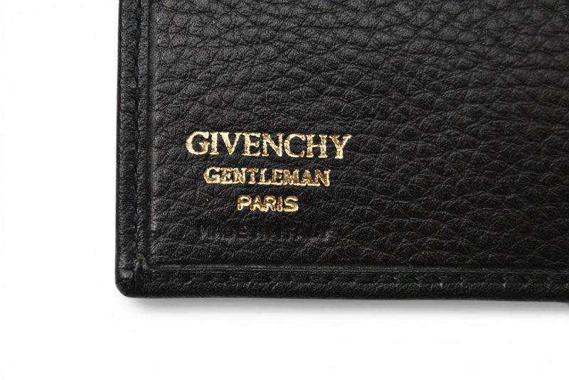 【中古】 ジバンシィ 二つ折り財布 4Gロゴ 型押し レザー ブラック 黒 GIVENCHY GENTLEMAN PARIS ヴィンテージ メンズ コンパクト 希少 レア