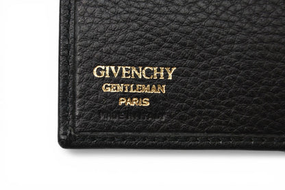 【中古】 ジバンシィ 二つ折り財布 4Gロゴ 型押し レザー ブラック 黒 GIVENCHY GENTLEMAN PARIS ヴィンテージ メンズ コンパクト 希少 レア