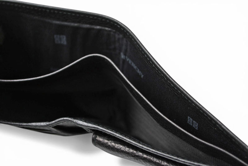 【中古】 ジバンシィ 二つ折り財布 4Gロゴ 型押し レザー ブラック 黒 GIVENCHY GENTLEMAN PARIS ヴィンテージ メンズ コンパクト 希少 レア