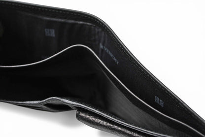 【中古】 ジバンシィ 二つ折り財布 4Gロゴ 型押し レザー ブラック 黒 GIVENCHY GENTLEMAN PARIS ヴィンテージ メンズ コンパクト 希少 レア