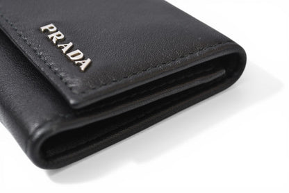 プラダ キーケース/キーホルダー PRADA 6連 レザー NERO/ブラック シルバー金具【中古】