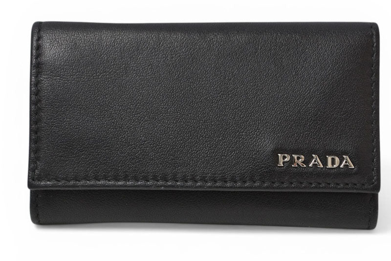 プラダ キーケース/キーホルダー PRADA 6連 レザー NERO/ブラック シルバー金具【中古】