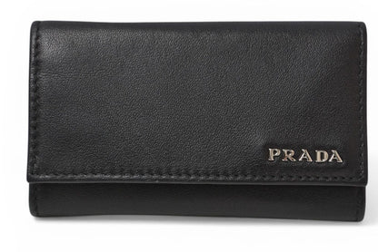 プラダ キーケース/キーホルダー PRADA 6連 レザー NERO/ブラック シルバー金具【中古】