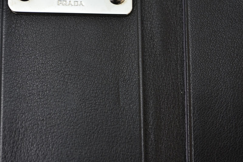 プラダ キーケース/キーホルダー PRADA 6連 レザー NERO/ブラック シルバー金具【中古】