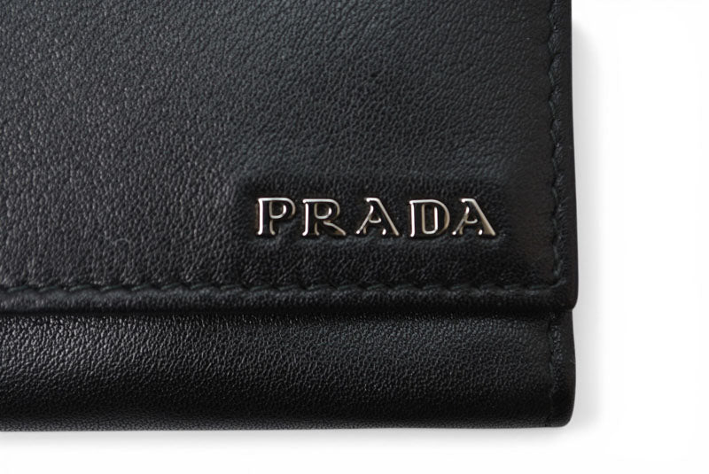プラダ キーケース/キーホルダー PRADA 6連 レザー NERO/ブラック シルバー金具【中古】