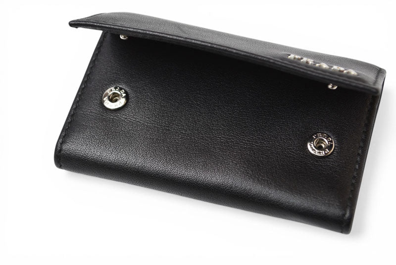 プラダ キーケース/キーホルダー PRADA 6連 レザー NERO/ブラック シルバー金具【中古】