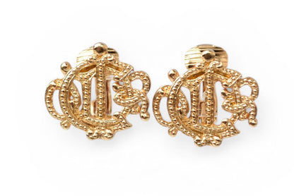 クリスチャンディオール イヤリング Christian Dior ヴィンテージ アクセサリー ロゴエンブレム ゴールド【中古】
