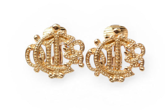 クリスチャンディオール イヤリング Christian Dior ヴィンテージ アクセサリー ロゴエンブレム ゴールド【中古】