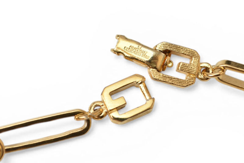 【中古】 ジバンシー ロング ネックレス GIVENCHY GGロゴ 4Gロゴ 留め具 ゴールド ヴィンテージ 大ぶり レディース 希少 レア