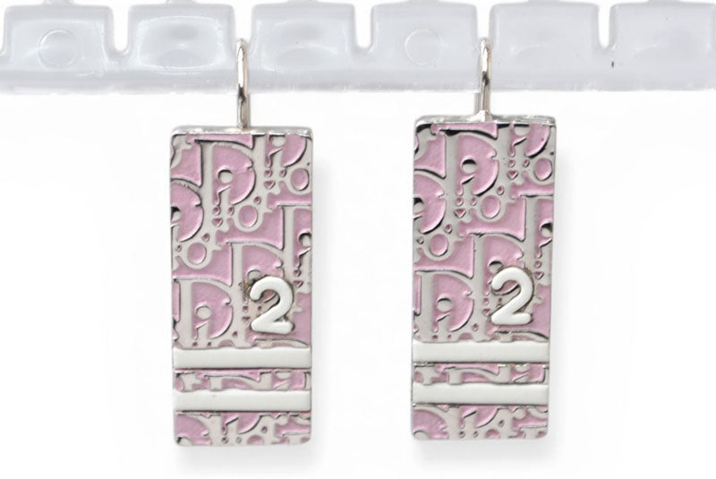 クリスチャンディオール ピアス Christian Dior トロッター ライトピンク/シルバー【中古】