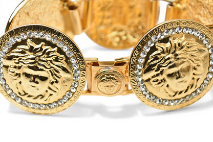 【中古】ヴェルサーチ ブレスレット メデューサ ゴールド ラインストーン GIANNI VERSACE メンズ レディース