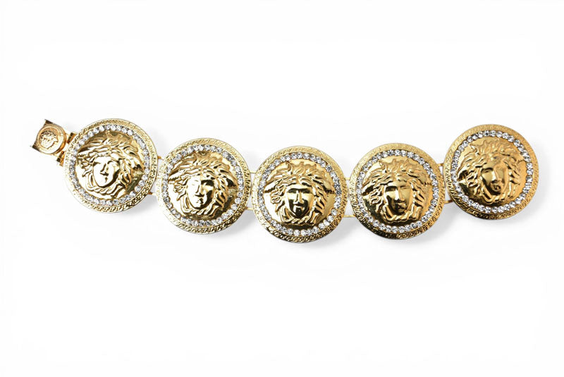【中古】ヴェルサーチ ブレスレット メデューサ ゴールド ラインストーン GIANNI VERSACE メンズ レディース