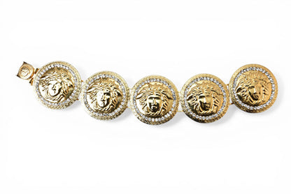 【中古】ヴェルサーチ ブレスレット メデューサ ゴールド ラインストーン GIANNI VERSACE メンズ レディース