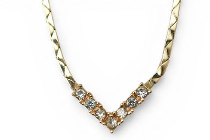 クリスチャンディオール ネックレス/ペンダント Christian Dior ヴィンテージ V字/ラインストーン ゴールド【中古】