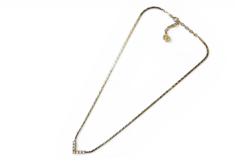 クリスチャンディオール ネックレス/ペンダント Christian Dior ヴィンテージ V字/ラインストーン ゴールド【中古】