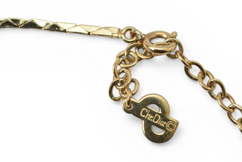 クリスチャンディオール ネックレス/ペンダント Christian Dior ヴィンテージ V字/ラインストーン ゴールド【中古】