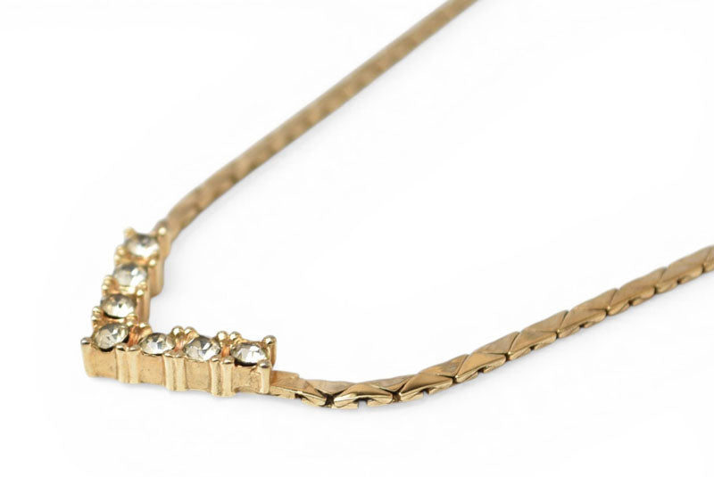 クリスチャンディオール ネックレス/ペンダント Christian Dior ヴィンテージ V字/ラインストーン ゴールド【中古】