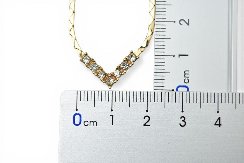 クリスチャンディオール ネックレス/ペンダント Christian Dior ヴィンテージ V字/ラインストーン ゴールド【中古】