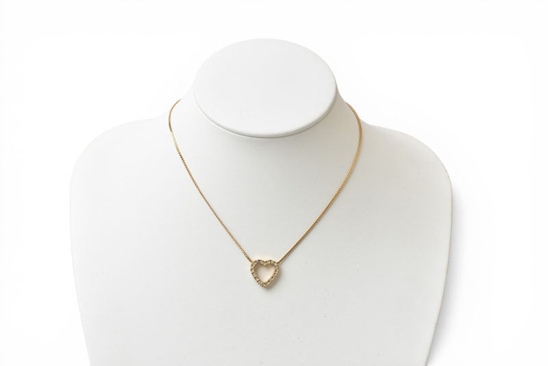 クリスチャンディオール ネックレス/ペンダント Christian Dior ヴィンテージ ハートモチーフ/ラインストーン ゴールド【中古】