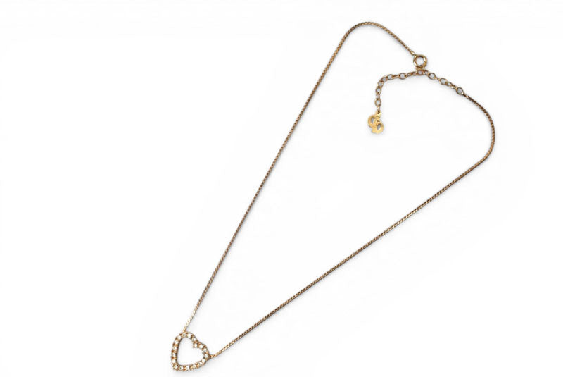 クリスチャンディオール ネックレス/ペンダント Christian Dior ヴィンテージ ハートモチーフ/ラインストーン ゴールド【中古】