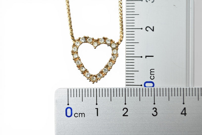 クリスチャンディオール ネックレス/ペンダント Christian Dior ヴィンテージ ハートモチーフ/ラインストーン ゴールド【中古】