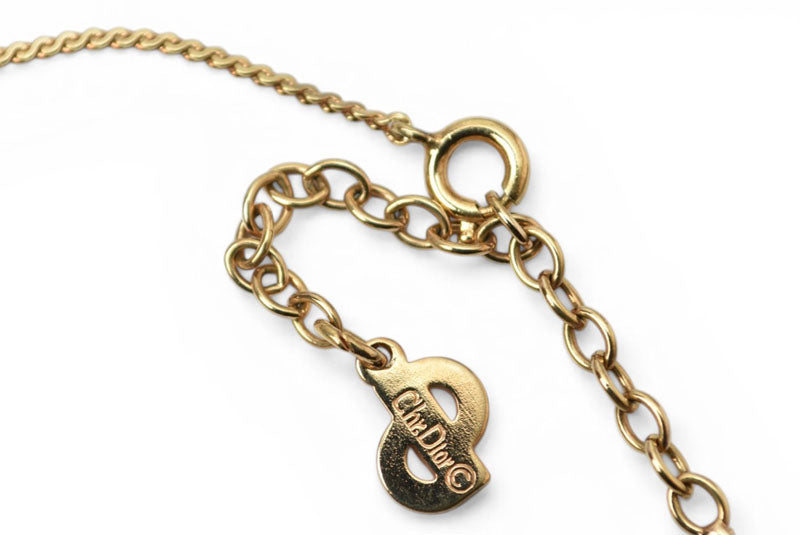 クリスチャンディオール ネックレス/ペンダント Christian Dior ヴィンテージ ハートモチーフ/ラインストーン ゴールド【中古】
