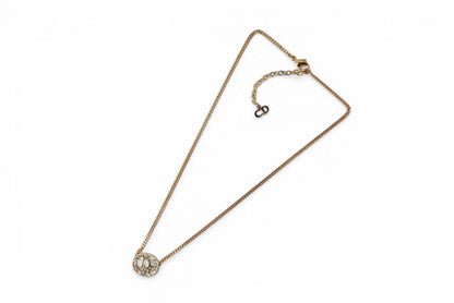 クリスチャンディオール ネックレス ヴィンテージ Christian Dior ロゴ/ラインストーン ゴールド【中古】