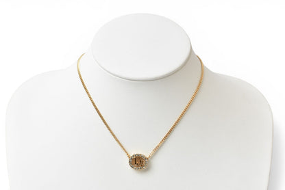 クリスチャンディオール ネックレス ヴィンテージ Christian Dior ロゴ/ラインストーン ゴールド【中古】