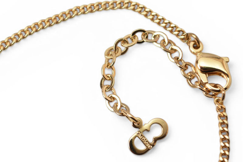 クリスチャンディオール ネックレス ヴィンテージ Christian Dior ロゴ/ラインストーン ゴールド【中古】