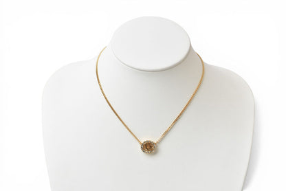 クリスチャンディオール ネックレス ヴィンテージ Christian Dior ロゴ/ラインストーン ゴールド【中古】