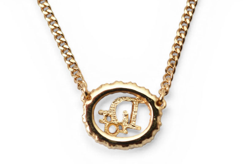 クリスチャンディオール ネックレス ヴィンテージ Christian Dior ロゴ/ラインストーン ゴールド【中古】