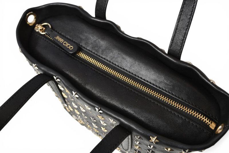 ジミーチュウ ハンドバッグ/ショルダーバッグ JIMMY CHOO 2way ミニサラ/MINISARA レザー スタースタッズ ブラック/ミックス【中古】