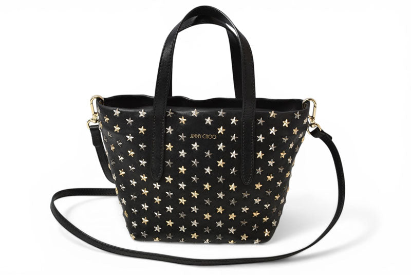 ジミーチュウ ハンドバッグ/ショルダーバッグ JIMMY CHOO 2way ミニサラ/MINISARA レザー スタースタッズ ブラック/ミックス【中古】