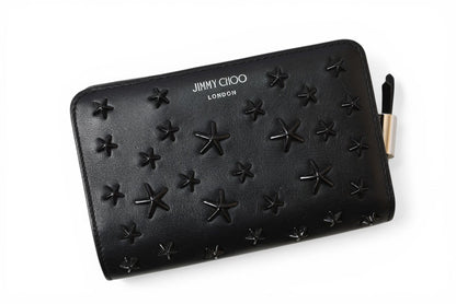 ジミーチュウ 財布 二つ折り JIMMY CHOO 財布 カーフレザー スタースタッズ ブラック【中古】