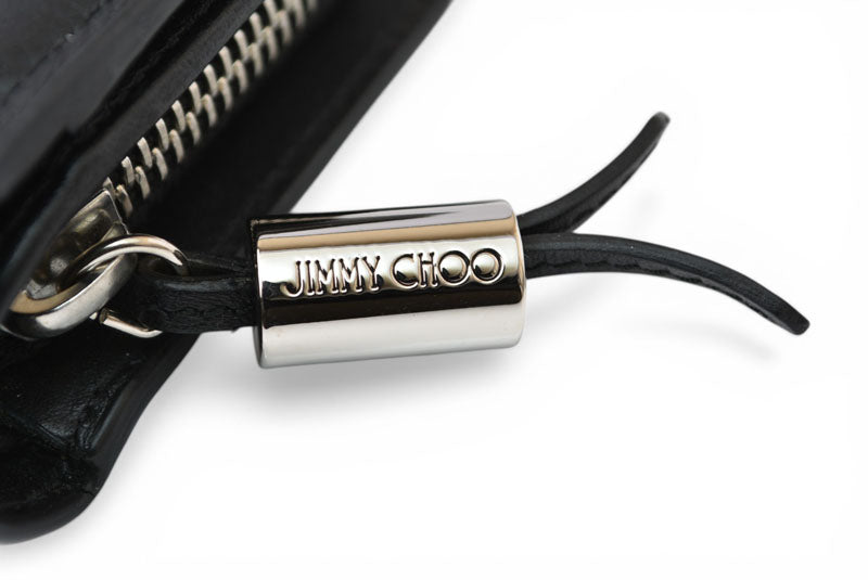 ジミーチュウ 財布 二つ折り JIMMY CHOO 財布 カーフレザー スタースタッズ ブラック【中古】