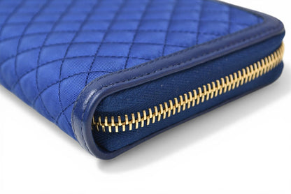プラダ 未使用 財布 PRADA 長財布/ラウンドファスナー TESSUTO QUILTIN BLUETTE キルティング ブルー 1M0506【中古】