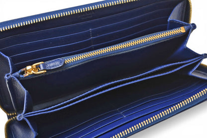 プラダ 未使用 財布 PRADA 長財布/ラウンドファスナー TESSUTO QUILTIN BLUETTE キルティング ブルー 1M0506【中古】