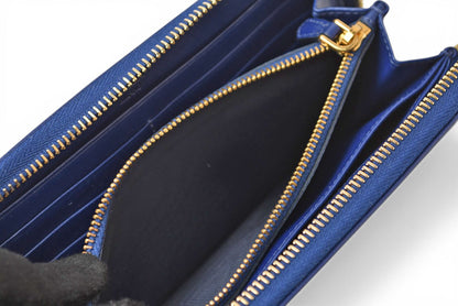 プラダ 未使用 財布 PRADA 長財布/ラウンドファスナー TESSUTO QUILTIN BLUETTE キルティング ブルー 1M0506【中古】