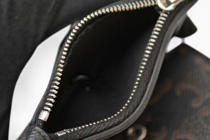 セリーヌ 財布/ミニ財布 CELINE 三つ折り財布 ファイン ストラップウォレット/トリオンフキャンバス ブラック/ブラウン【中古】