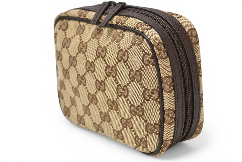 グッチ ポーチ GUCCI GGキャンバス 化粧ポーチ/コスメポーチ GGブラウン/ベージュ 153129【中古】