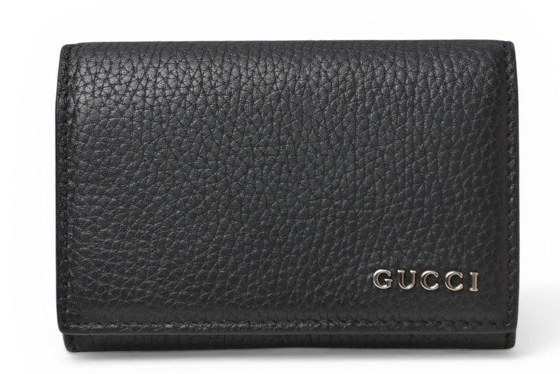 グッチ カードケース/名刺入れ/コインケース GUCCI レザー ロゴ ブラック/シルバー 771152 AABXM 1000【中古】