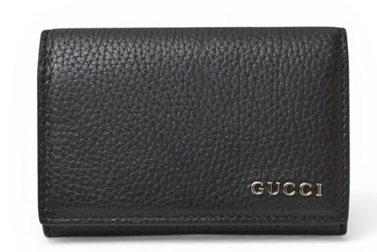 グッチ カードケース/名刺入れ/コインケース GUCCI レザー ロゴ ブラック/シルバー 771152 AABXM 1000【中古】